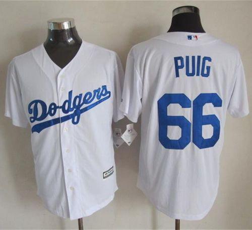 Dodgers #66 Yasiel Puig White New Cool Base Stitched MLB Jersey - Click Image to Close